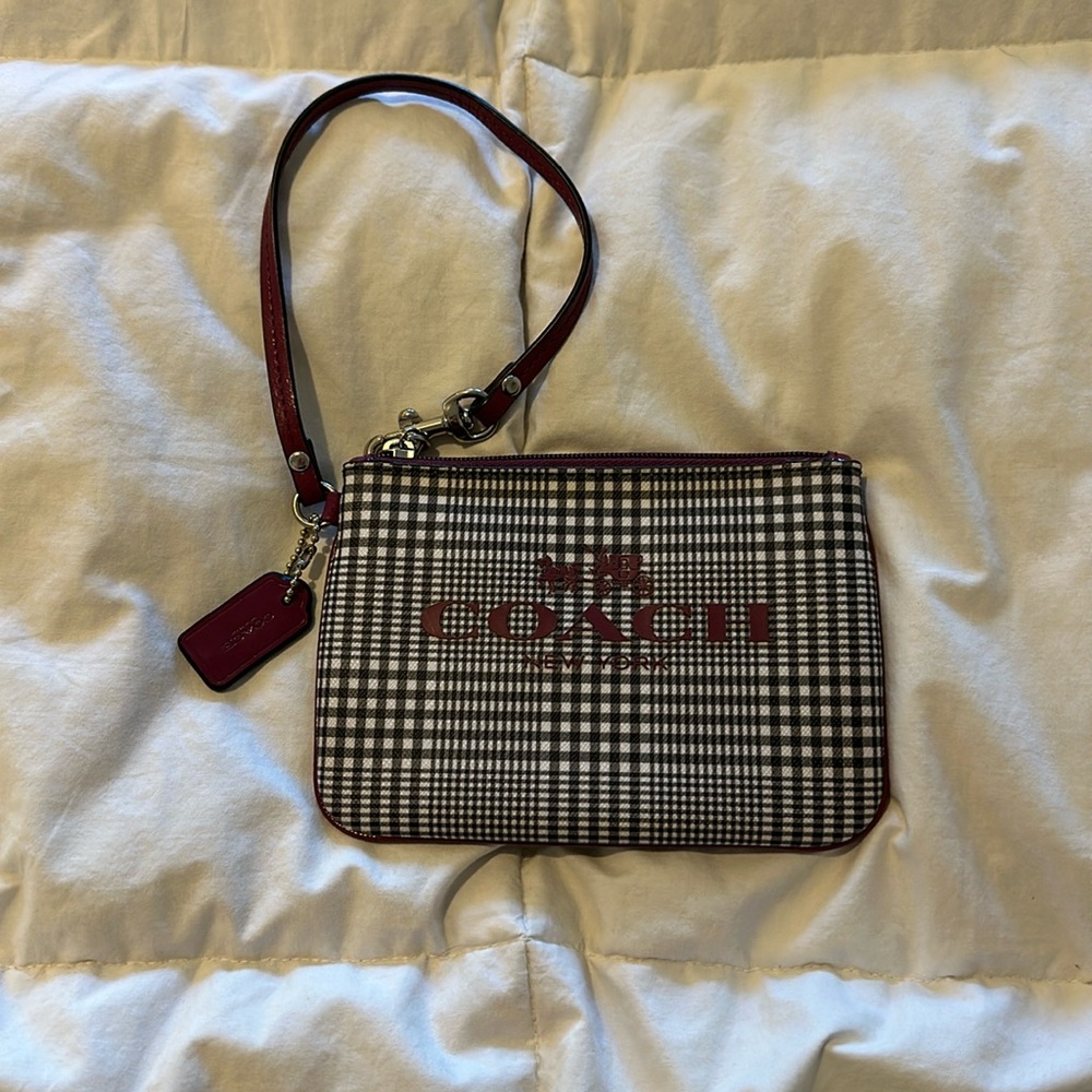 Coach Peyton Glenn Plaid Wristlet